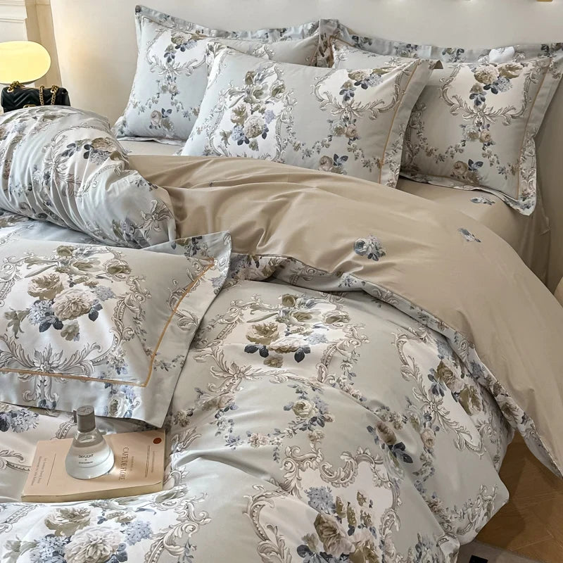 3-teiliges Bettwäscheset aus ägyptischer Baumwolle, bestehend aus 1 Bettbezug und 2 Kissenbezügen. Neu bedruckt, hautfreundlich, atmungsaktiv, weich und komfortabel. 2