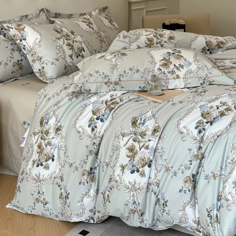 3-teiliges Bettwäscheset aus ägyptischer Baumwolle, bestehend aus 1 Bettbezug und 2 Kissenbezügen. Neu bedruckt, hautfreundlich, atmungsaktiv, weich und komfortabel. 3