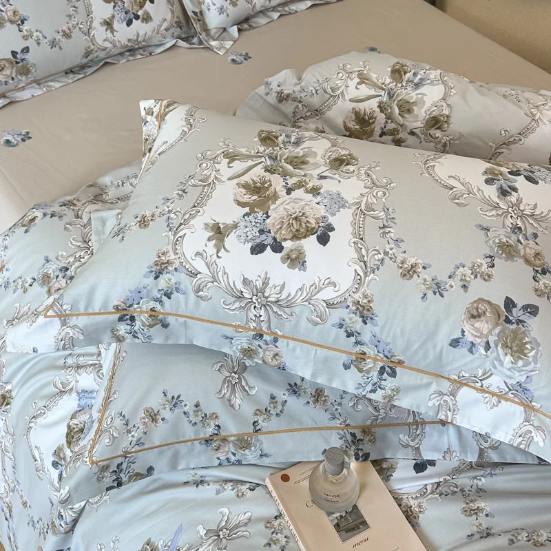 3-teiliges Bettwäscheset aus ägyptischer Baumwolle, bestehend aus 1 Bettbezug und 2 Kissenbezügen. Neu bedruckt, hautfreundlich, atmungsaktiv, weich und komfortabel. 4