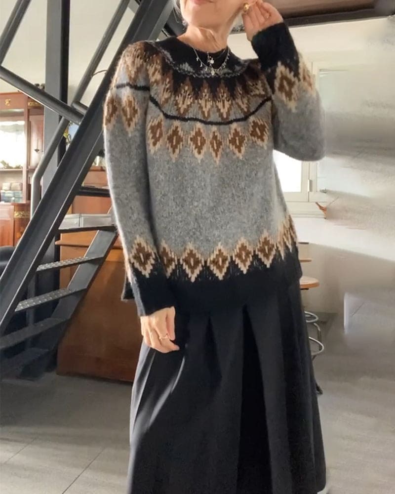 Bolendo Roma - Modischer geometrischer Pullover mit kontrastierenden Details