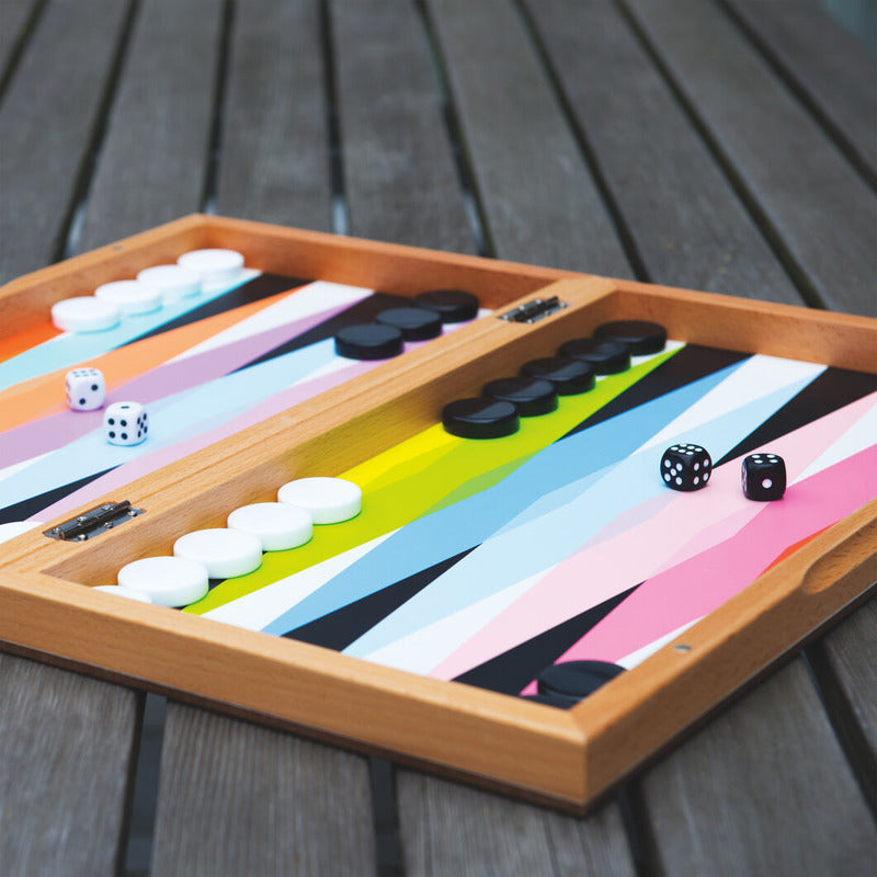 Ludoria – Set da backgammon in legno di faggio con pedine e dadi