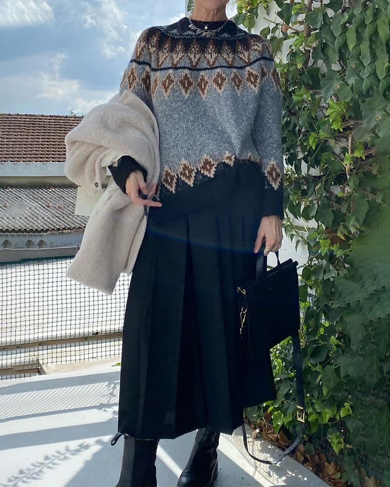 Bolendo Roma - Modischer geometrischer Pullover mit kontrastierenden Details