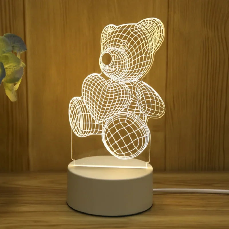 Lampada Orso 3D – Luce Notturna LED USB per Bambini e Neonati, Decorazione Creativa