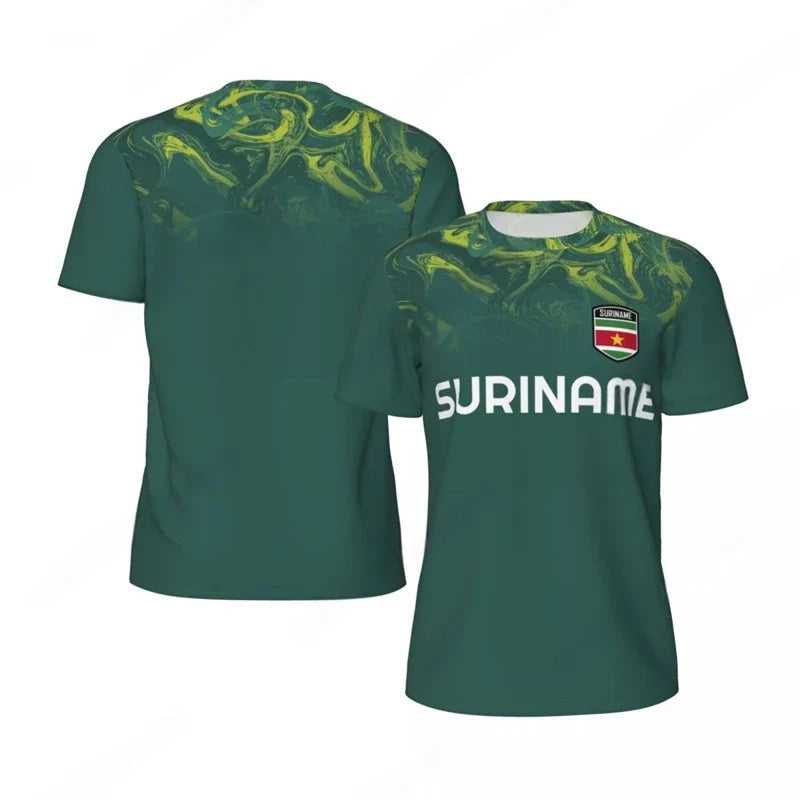 3D Suriname Vlag Voetbal T-shirt voor Mannen, Sneldrogend en Casual Stijl 12