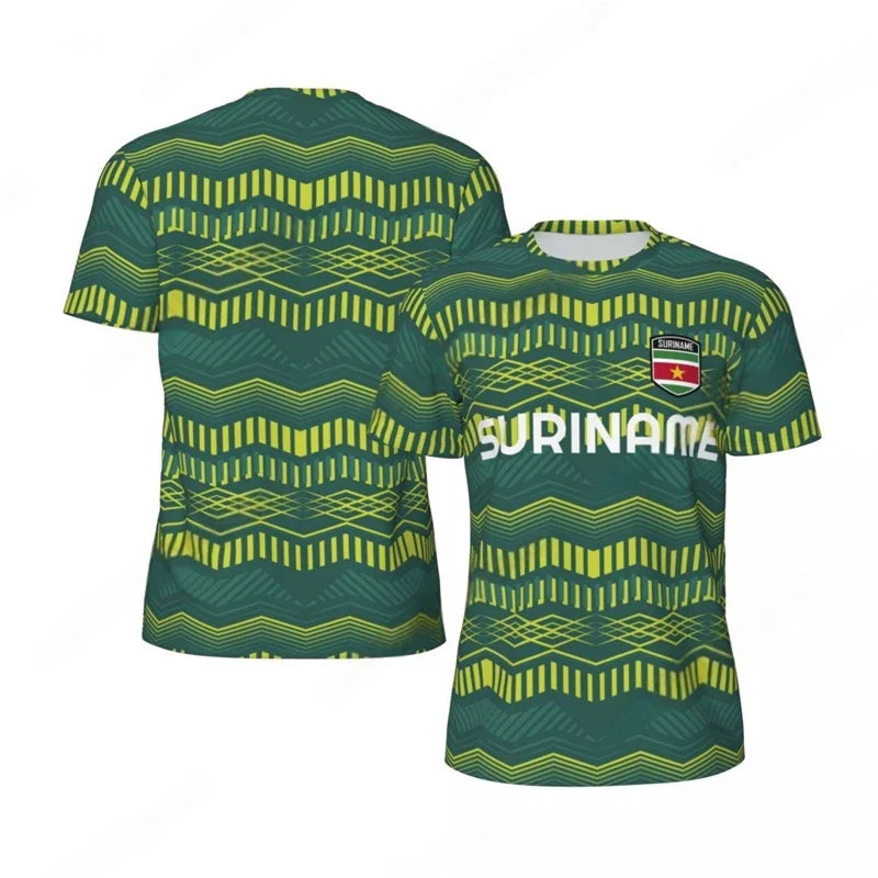 3D Suriname Vlag Voetbal T-shirt voor Mannen, Sneldrogend en Casual Stijl 2
