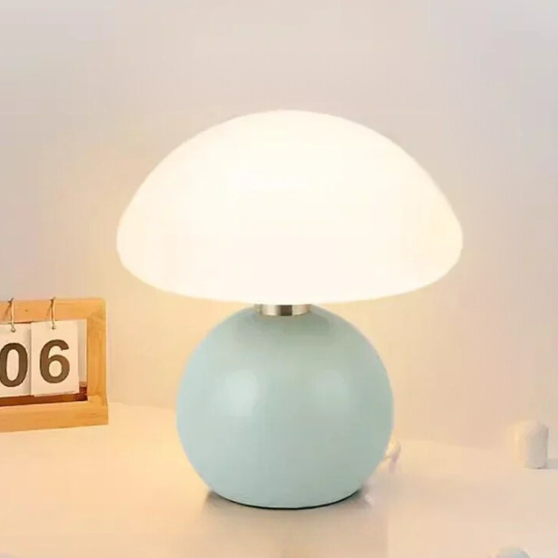 Piccola lampada da tavolo a fungo - ceramica crema vento