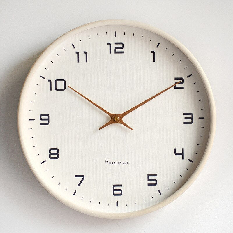 Horloge murale en bois "Simplicité scandinave" | Brun & Crème, 25x25 cm ou 30x30 cm