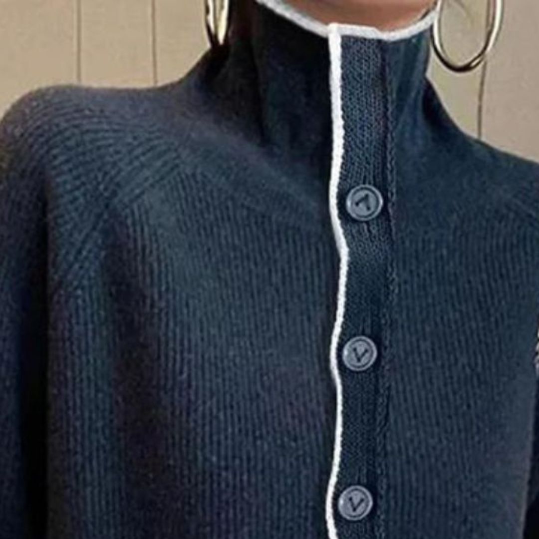 Elegant cardigan med lang hals - Floss