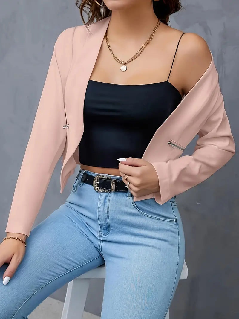 Jednobarevný dámský crop blazer - Naira