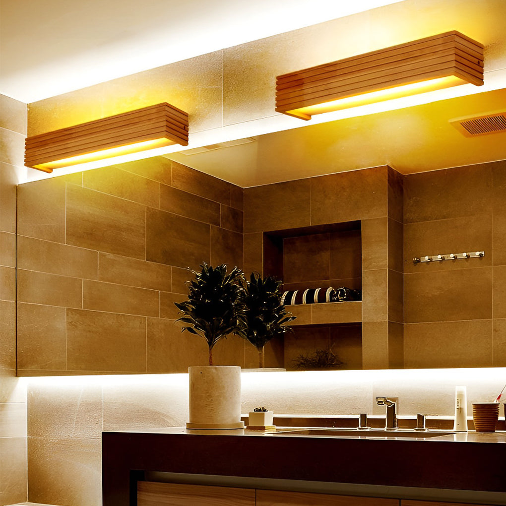 GlowWood - Lampada da parete LED rettangolare impermeabile Illuminazione specchio nordica
