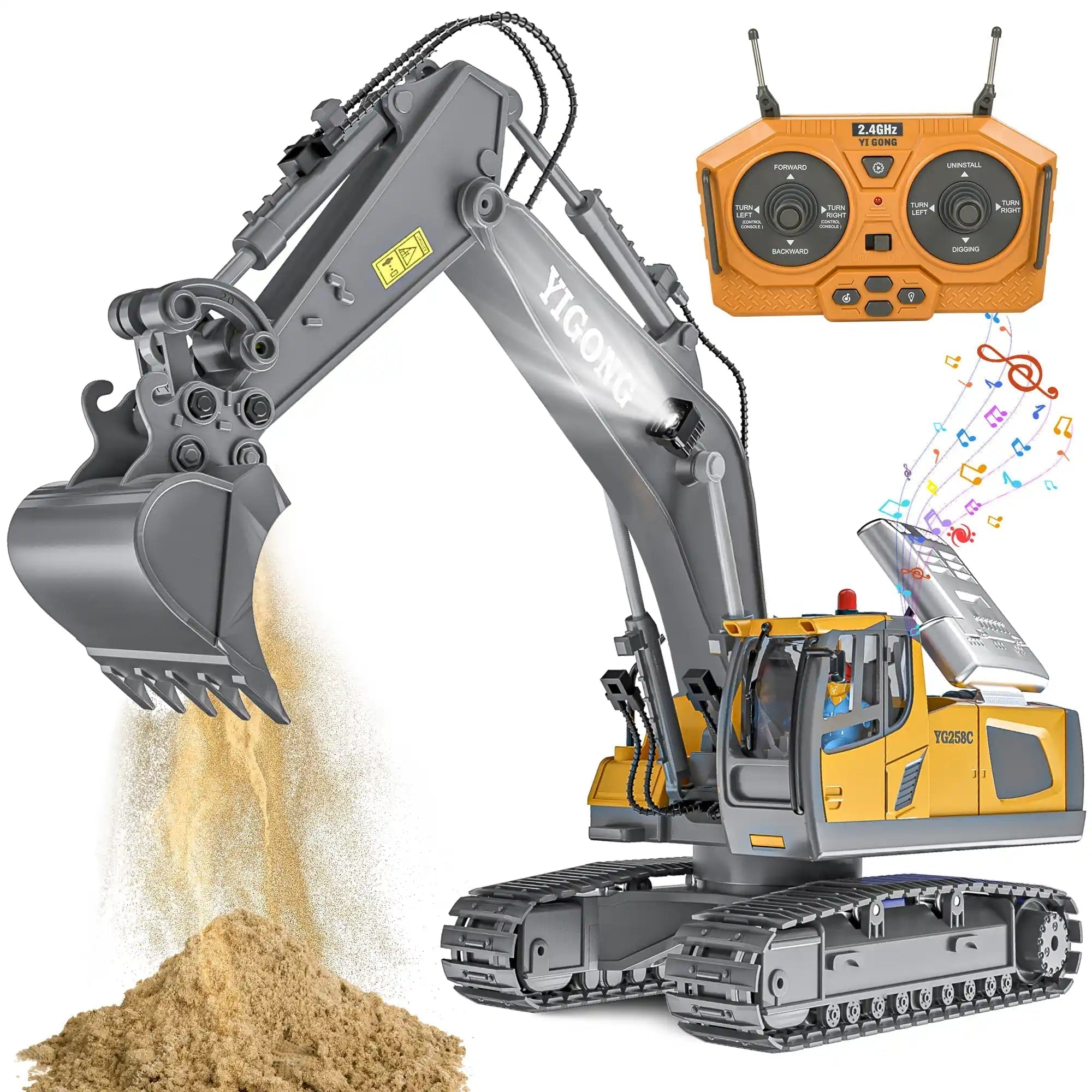 4-in-1 RC-bouwvoertuigenset – Graafmachine, wiellader, bulldozer en kiepwagen (schaal 1:24) 1