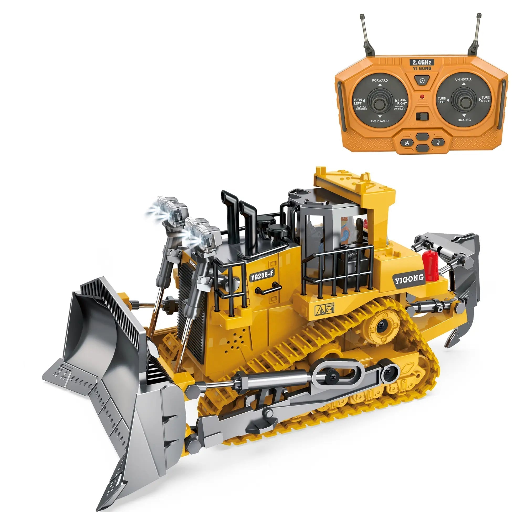 4-in-1 RC-bouwvoertuigenset – Graafmachine, wiellader, bulldozer en kiepwagen (schaal 1:24) 3