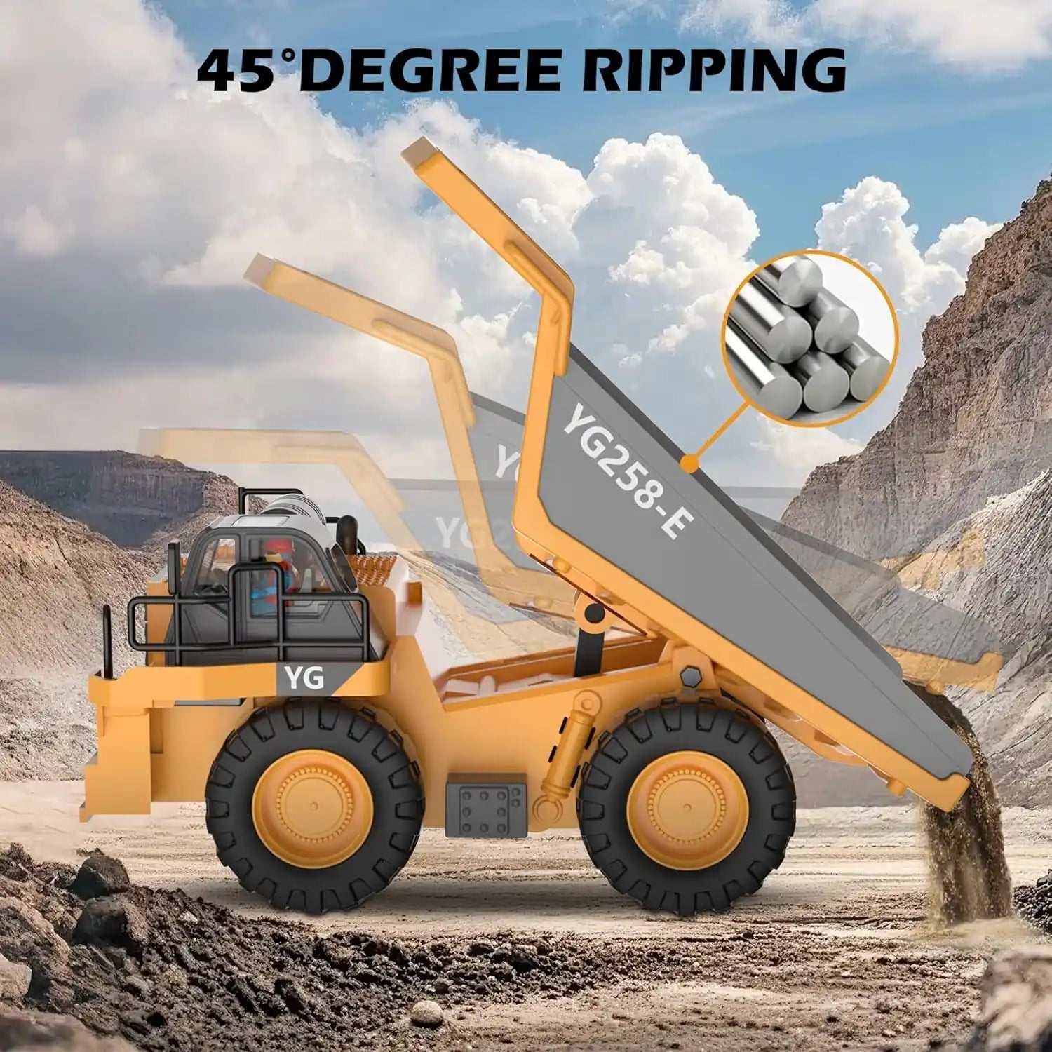 4-in-1 RC-bouwvoertuigenset – Graafmachine, wiellader, bulldozer en kiepwagen (schaal 1:24) 7