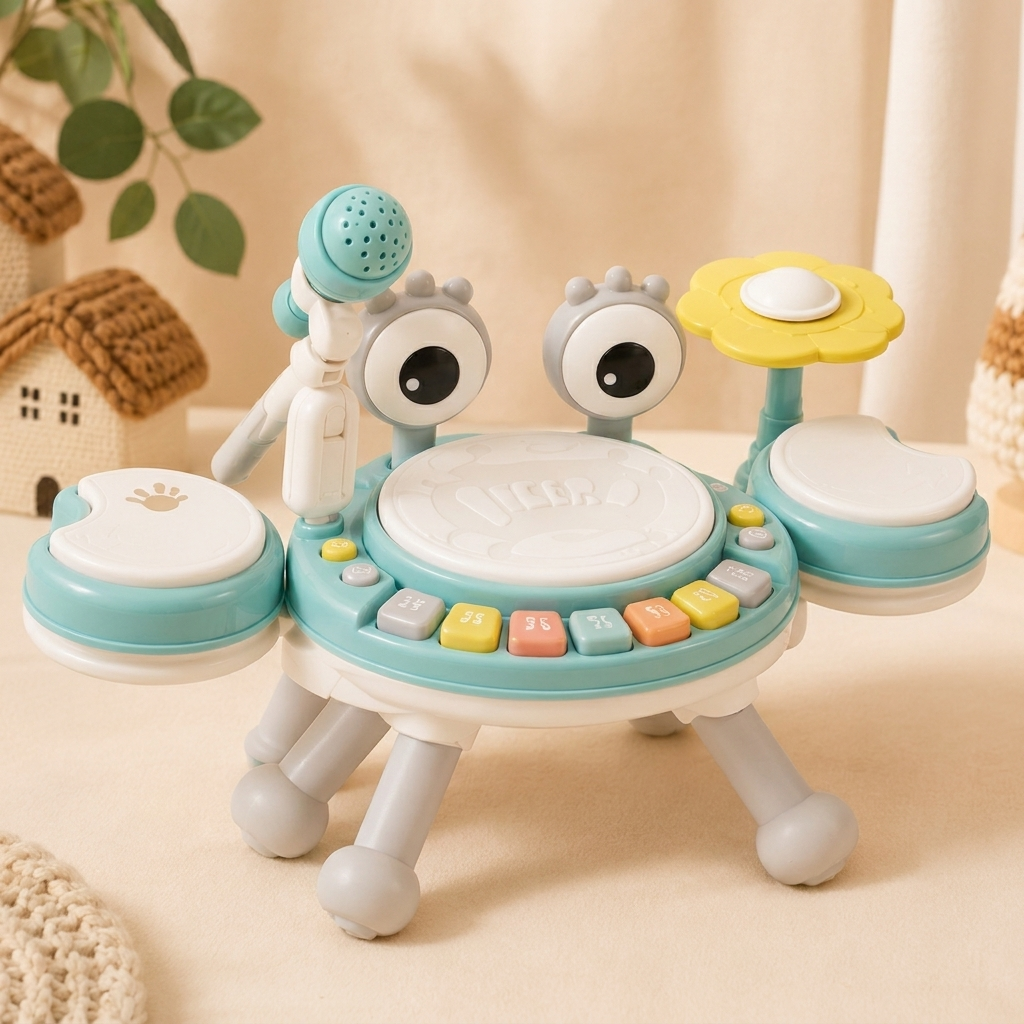 4-in-1 muzikaal speelgoed voor kinderen – piano, xylofoon, drum en microfoon 0