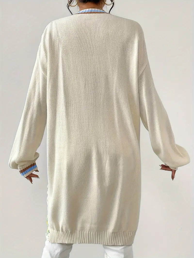 Renny - Lebendiger gehäkelter Drop Shoulder Cardigan für einen trendigen Look
