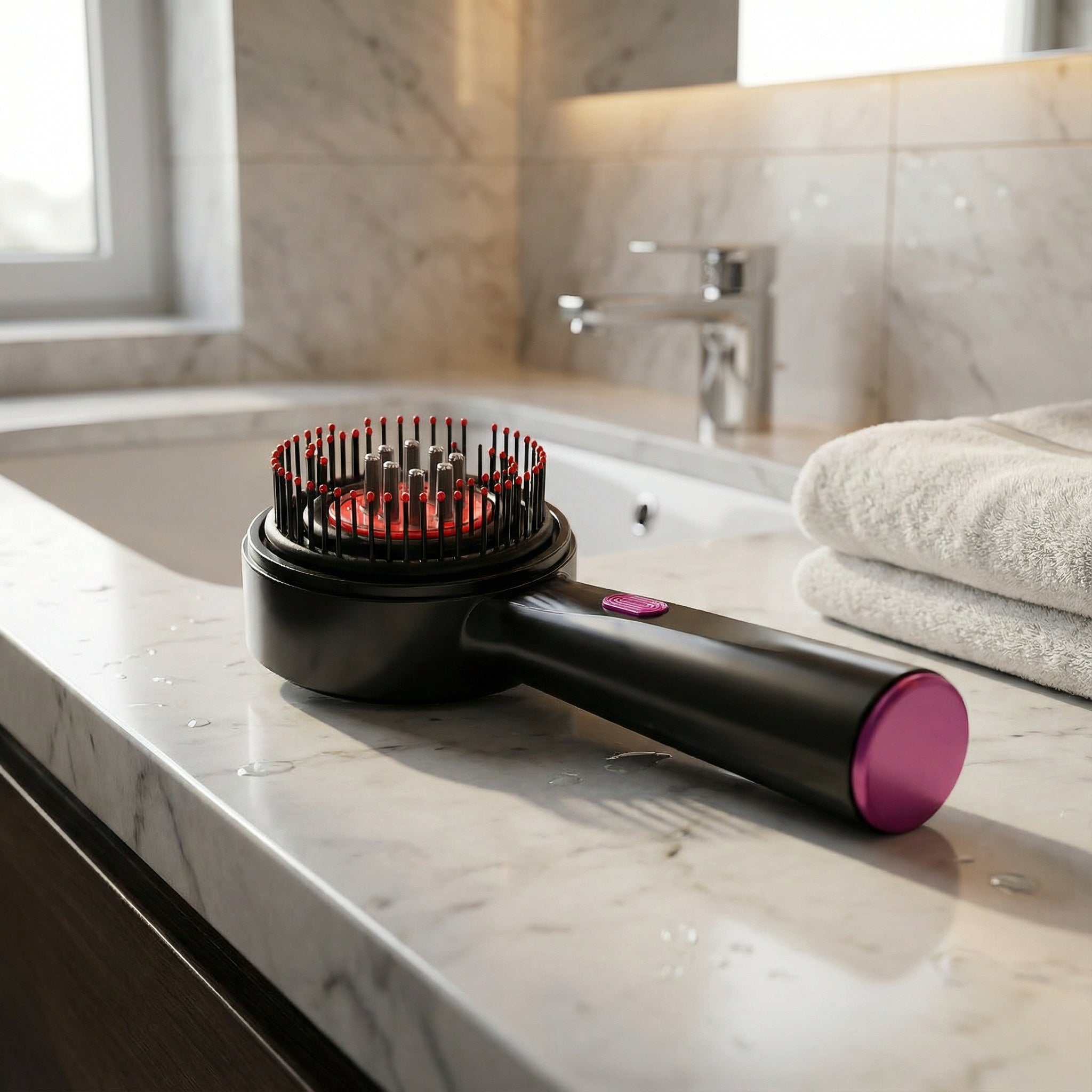 Peigne de massage électrique – Vibration, lumière rouge & design ergonomique