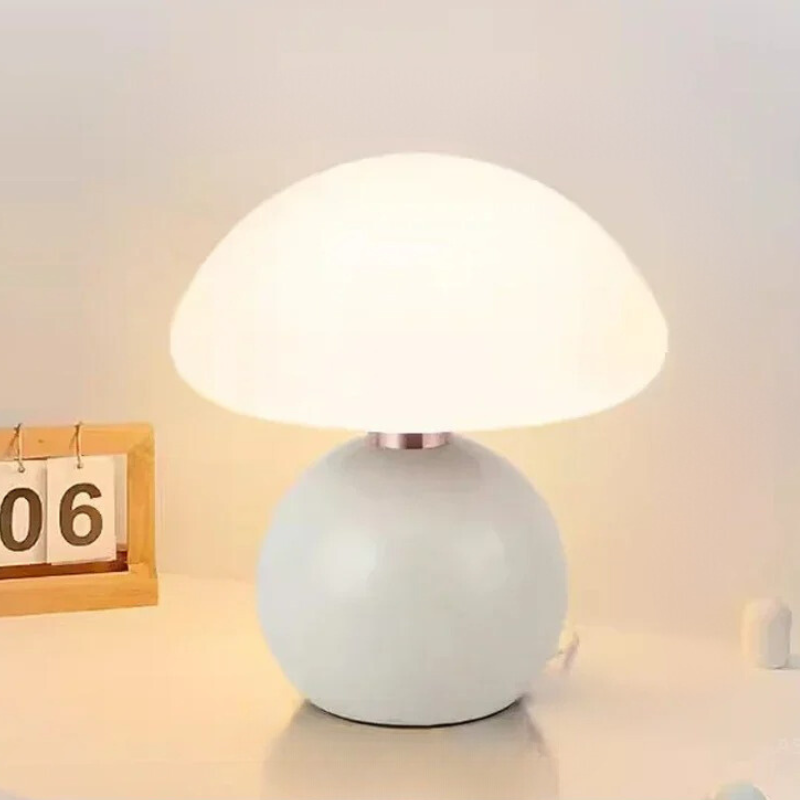 Piccola lampada da tavolo a fungo - ceramica crema vento