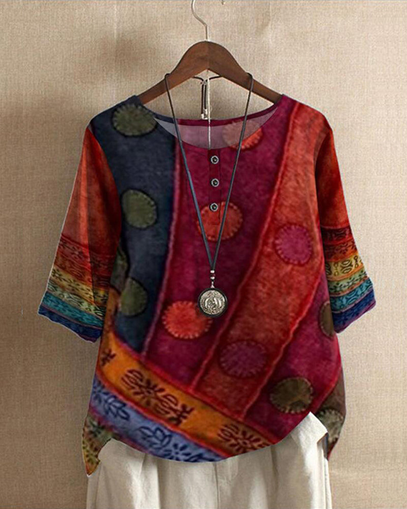 Gretta - vintage top s boho potiskem