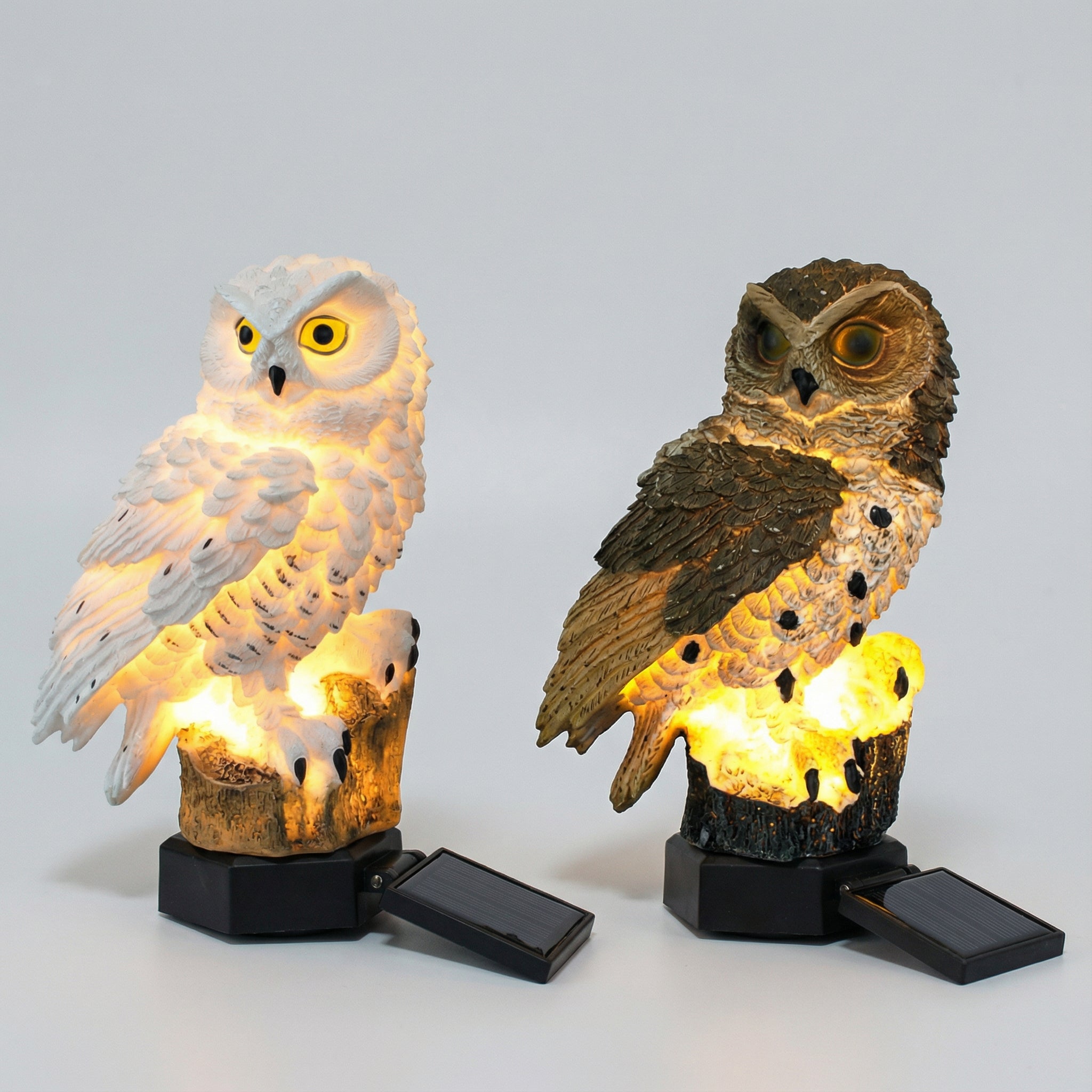 Lampe de jardin solaire – Motif hibou décoratif, lumière chaude et utilisation sans fil