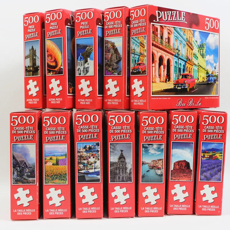 500 stukjes puzzel met verschillende landschapspatronen voor kinderen 0