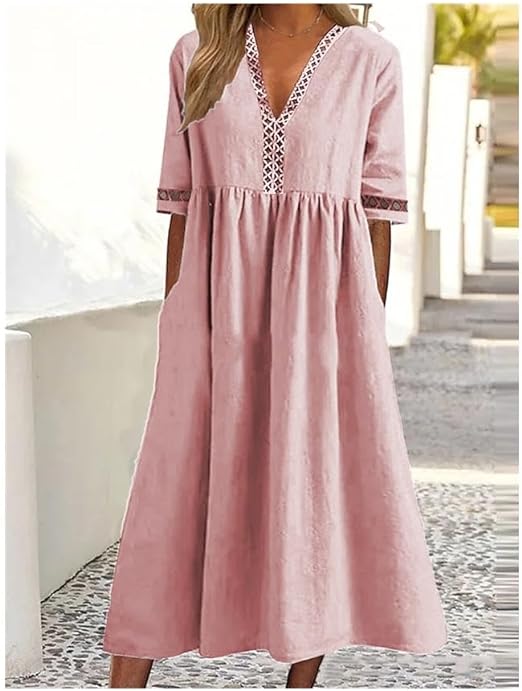 Baumwoll-Leinen-Kleid – Luftig, Locker Geschnitten & Zeitlos Elegant