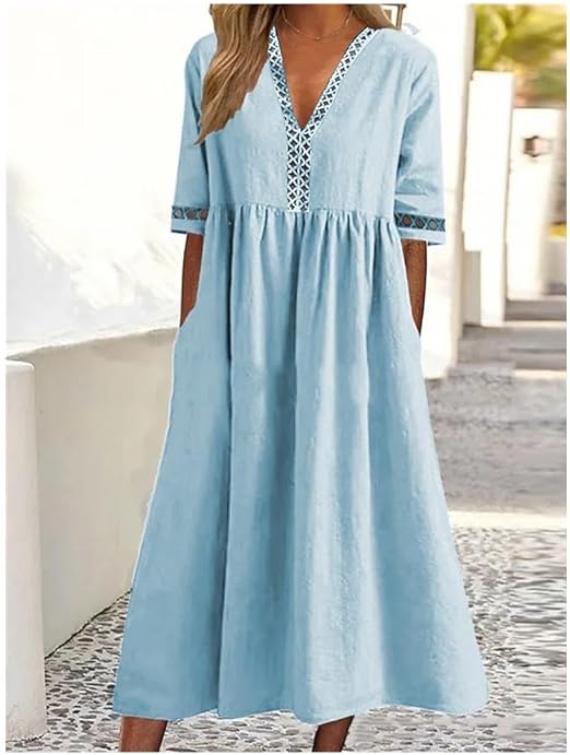 Baumwoll-Leinen-Kleid – Luftig, Locker Geschnitten & Zeitlos Elegant