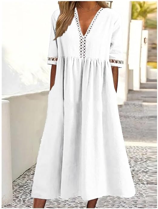 Baumwoll-Leinen-Kleid – Luftig, Locker Geschnitten & Zeitlos Elegant