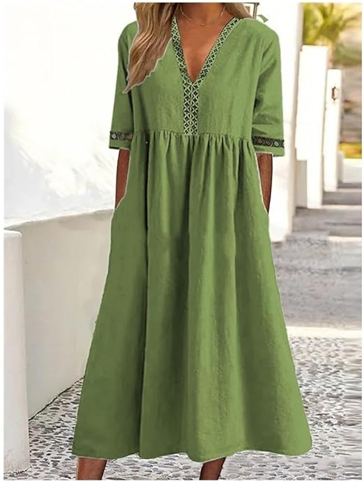 Baumwoll-Leinen-Kleid – Luftig, Locker Geschnitten & Zeitlos Elegant