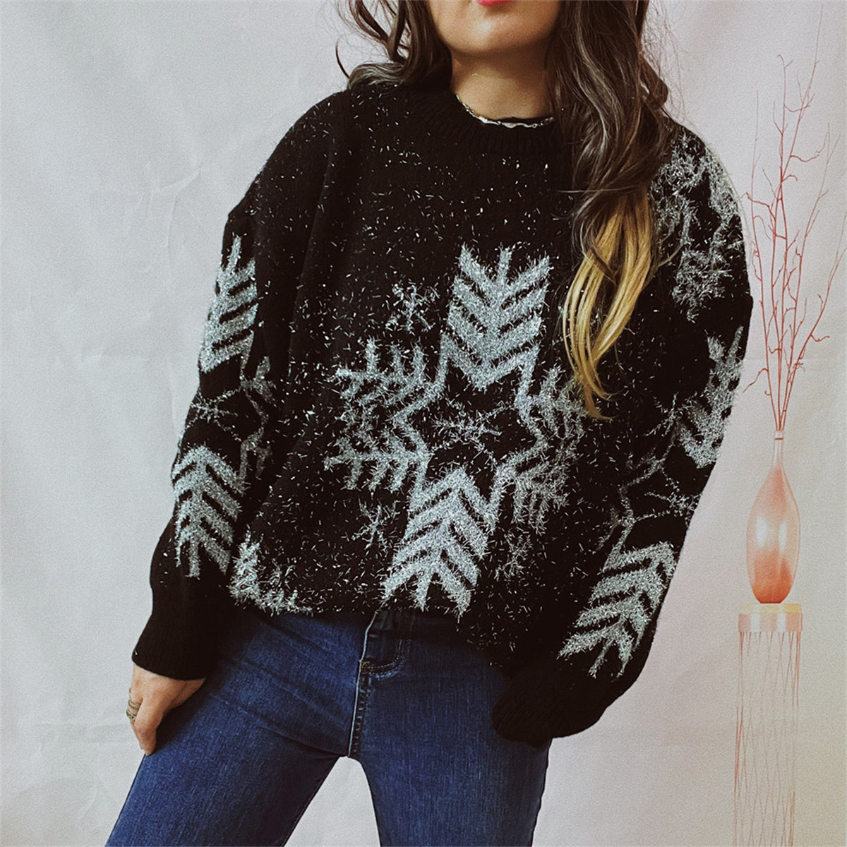 Maglione con fiocchi di neve - Maglione invernale accogliente e festivo