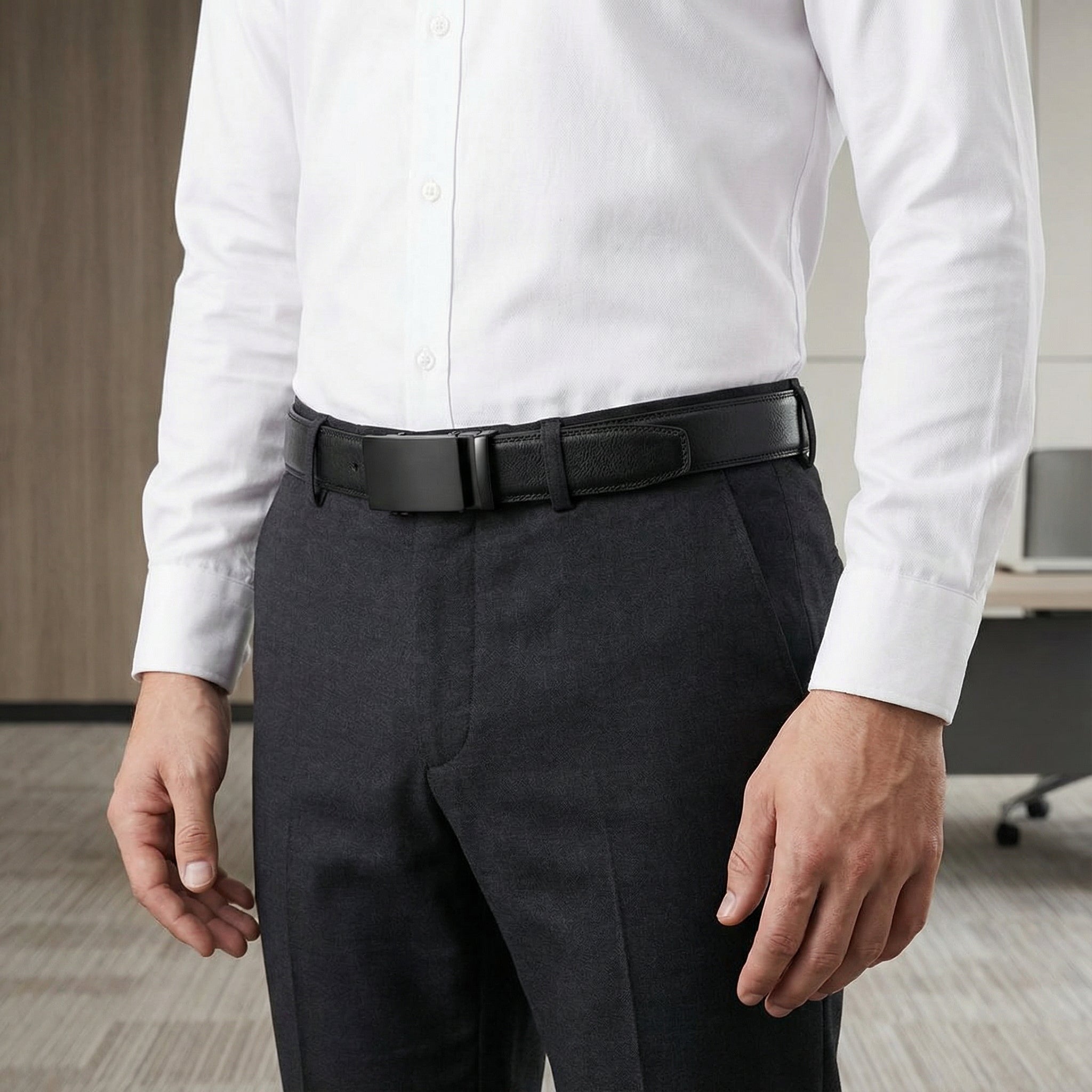 Cintura automatica – pelle PU con fibbia in metallo e design senza tempo