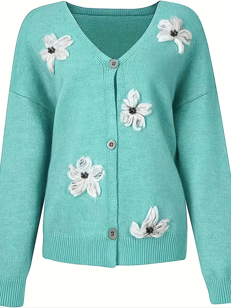 Cardigan Halle avec fermeture à boutons et motif floral | Mode élégante et stylée
