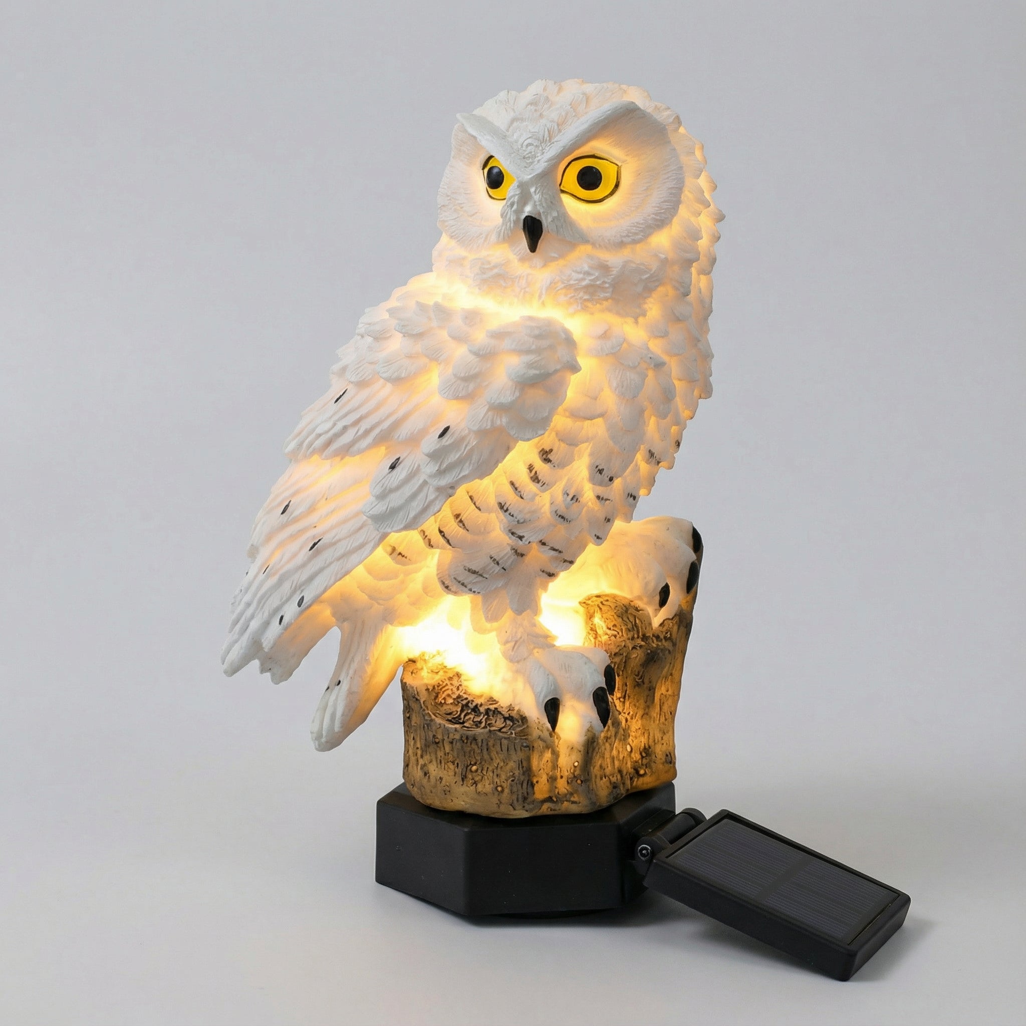Lampe de jardin solaire – Motif hibou décoratif, lumière chaude et utilisation sans fil