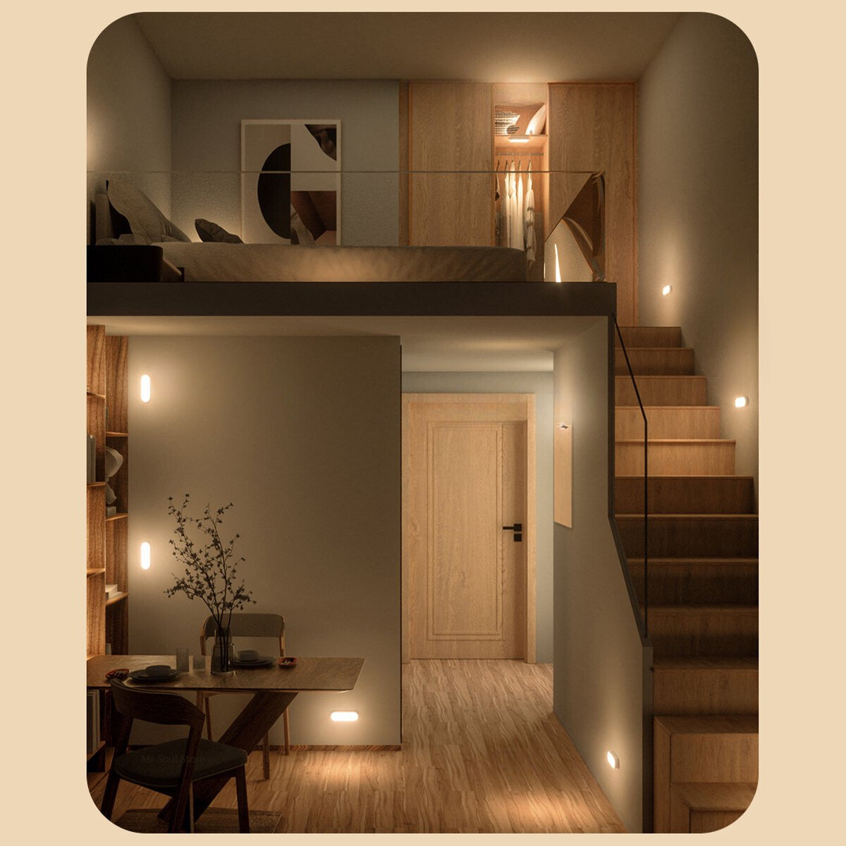 LED USB genopladelig trådløs bevægelsessensor væglampe