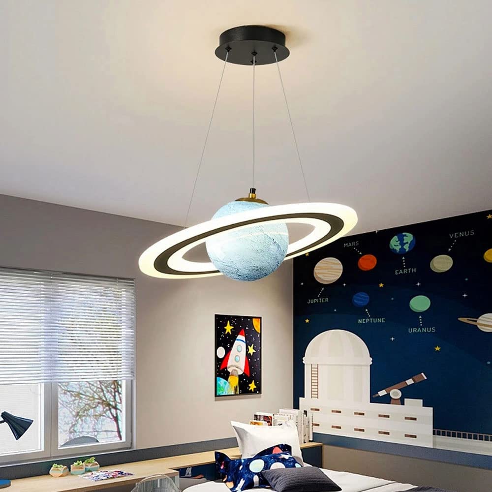 StarLite – dětský pokoj LED závěsné svítidlo motiv planet – modrá a oranžová