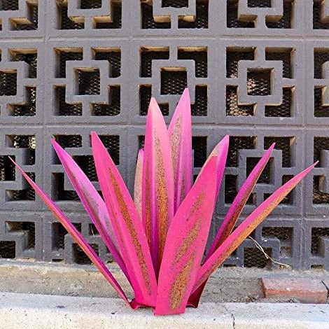 Décoration de jardin Agave en métal – Design résistant à la rouille avec piquet de sol