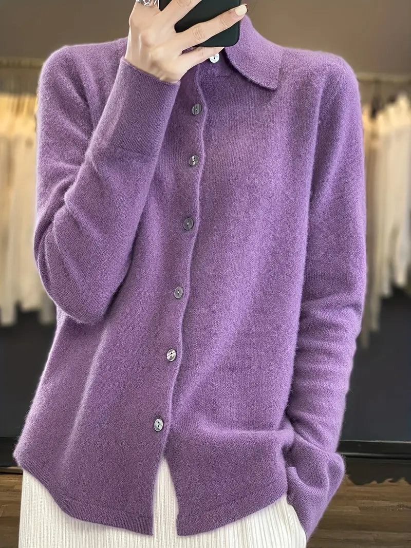 Nerry | Einfarbige Strickjacke mit Knopfverschluss - stilvoll und vielseitig