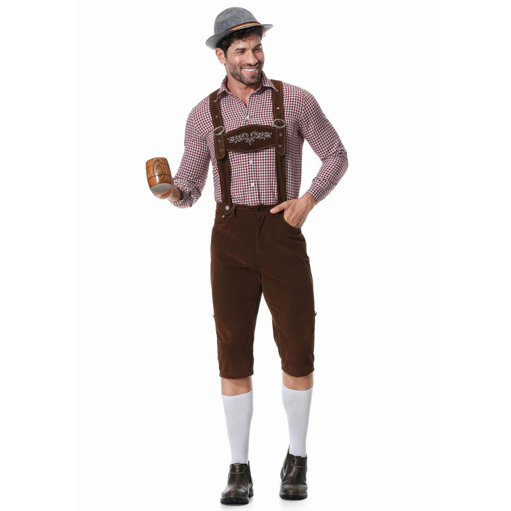 Bolendo Lederhosen Oktoberfest Kostüm für Herren – Dreiteiliges Set