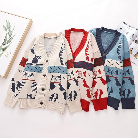 Cardigan med kattemotiv - Beth