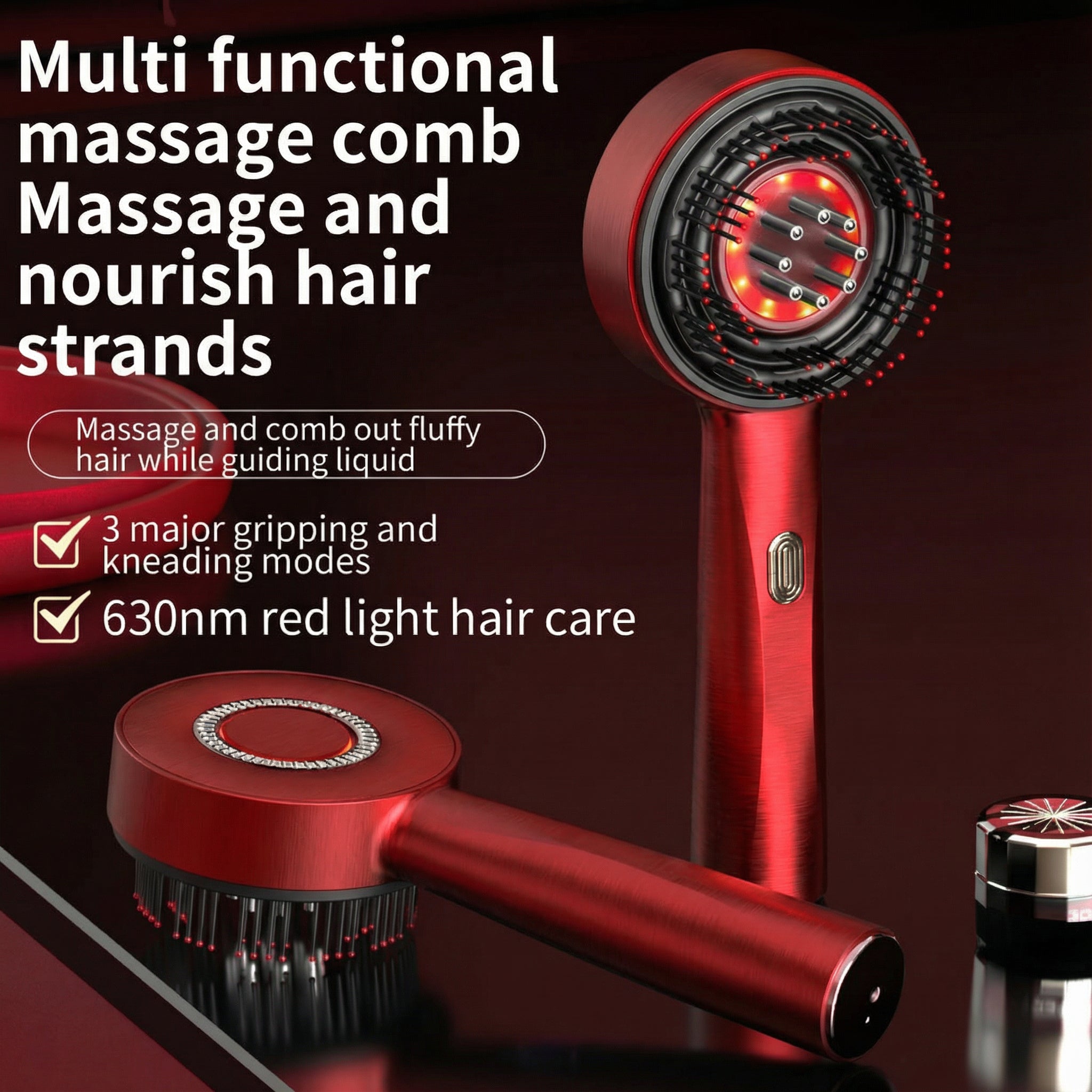 Peigne de massage électrique – Vibration, lumière rouge & design ergonomique