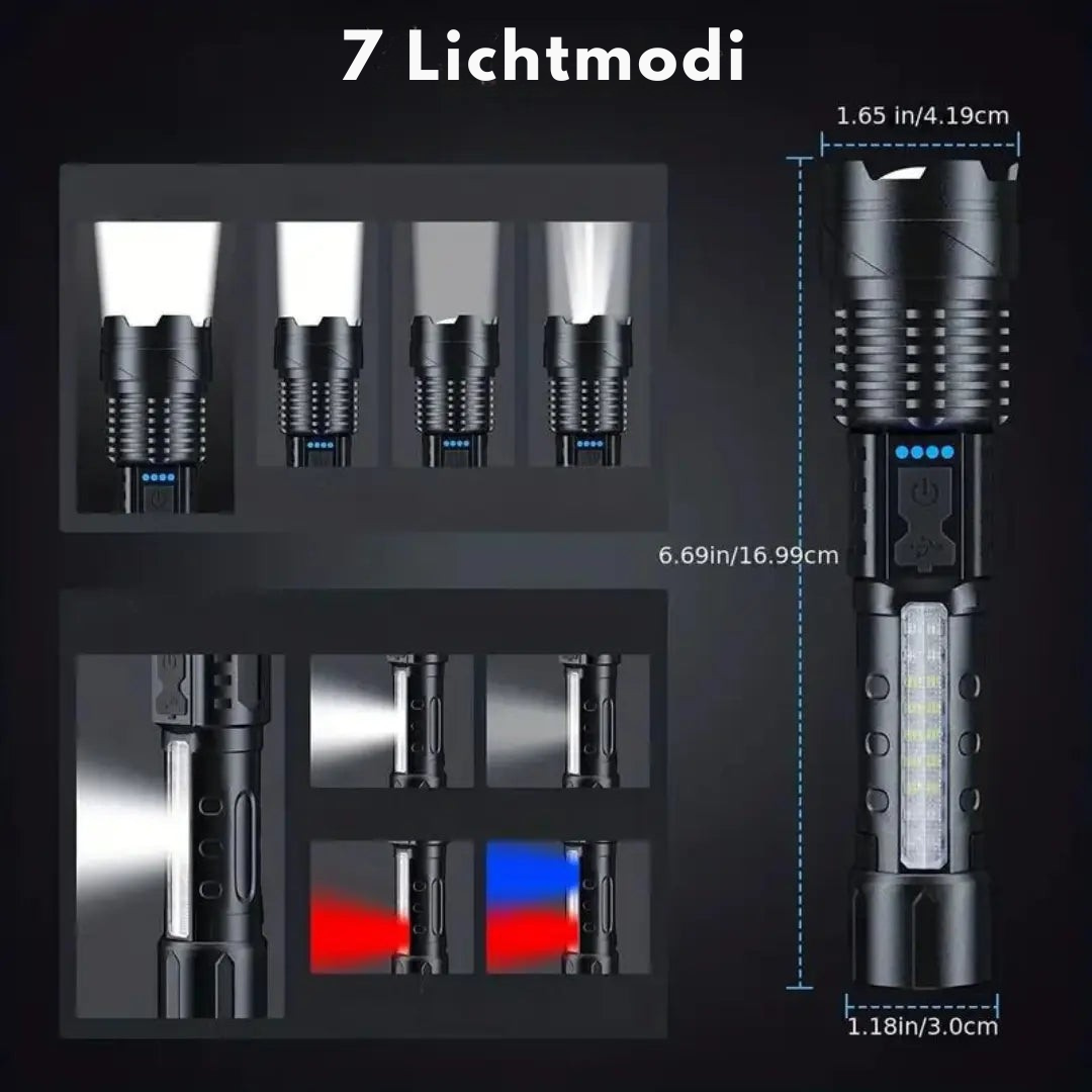 OutdoorHaven Militär-Taschenlampe - 5000 Lumen, bis zu 1000m Reichweite ( dont put online)
