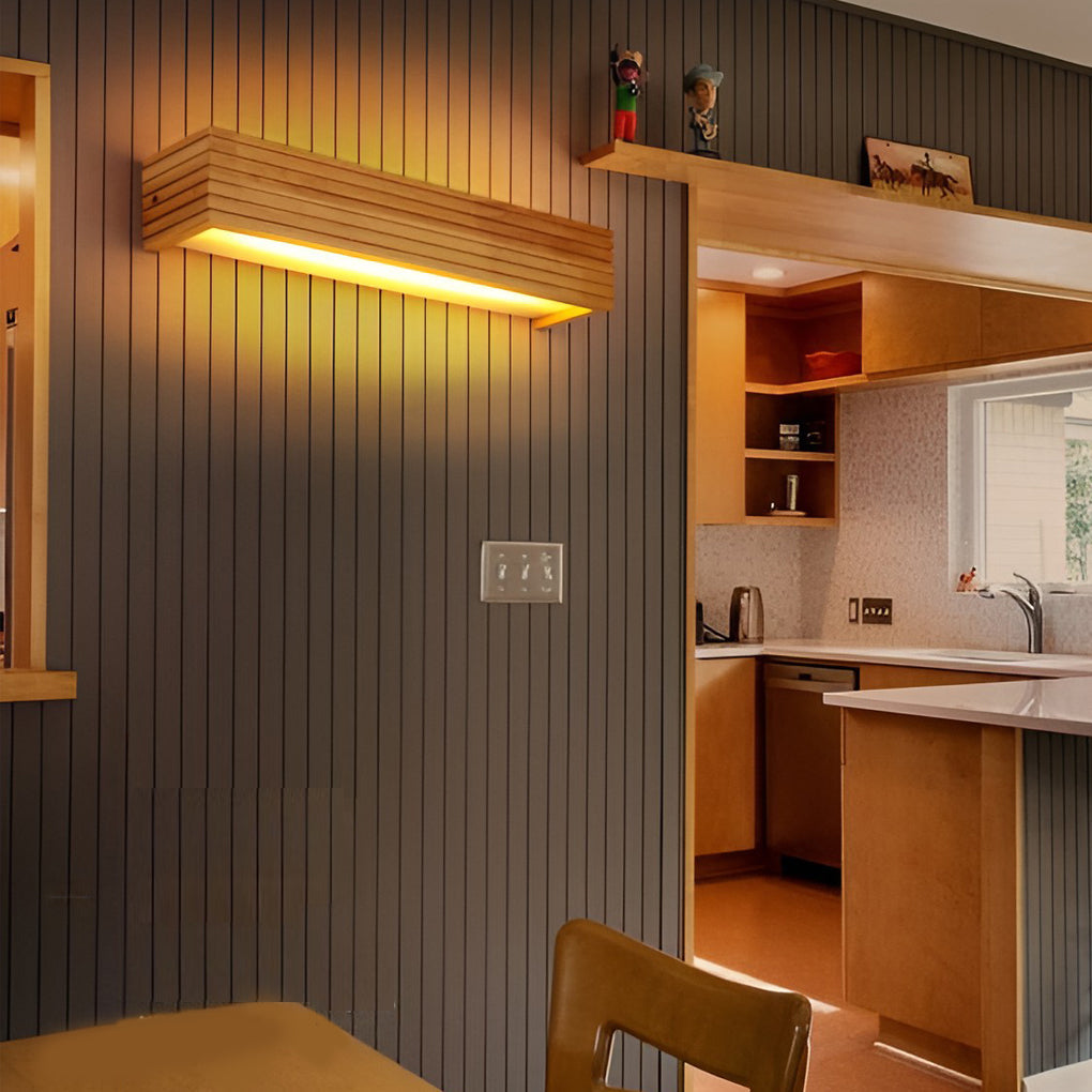 GlowWood - Lampada da parete LED rettangolare impermeabile Illuminazione specchio nordica