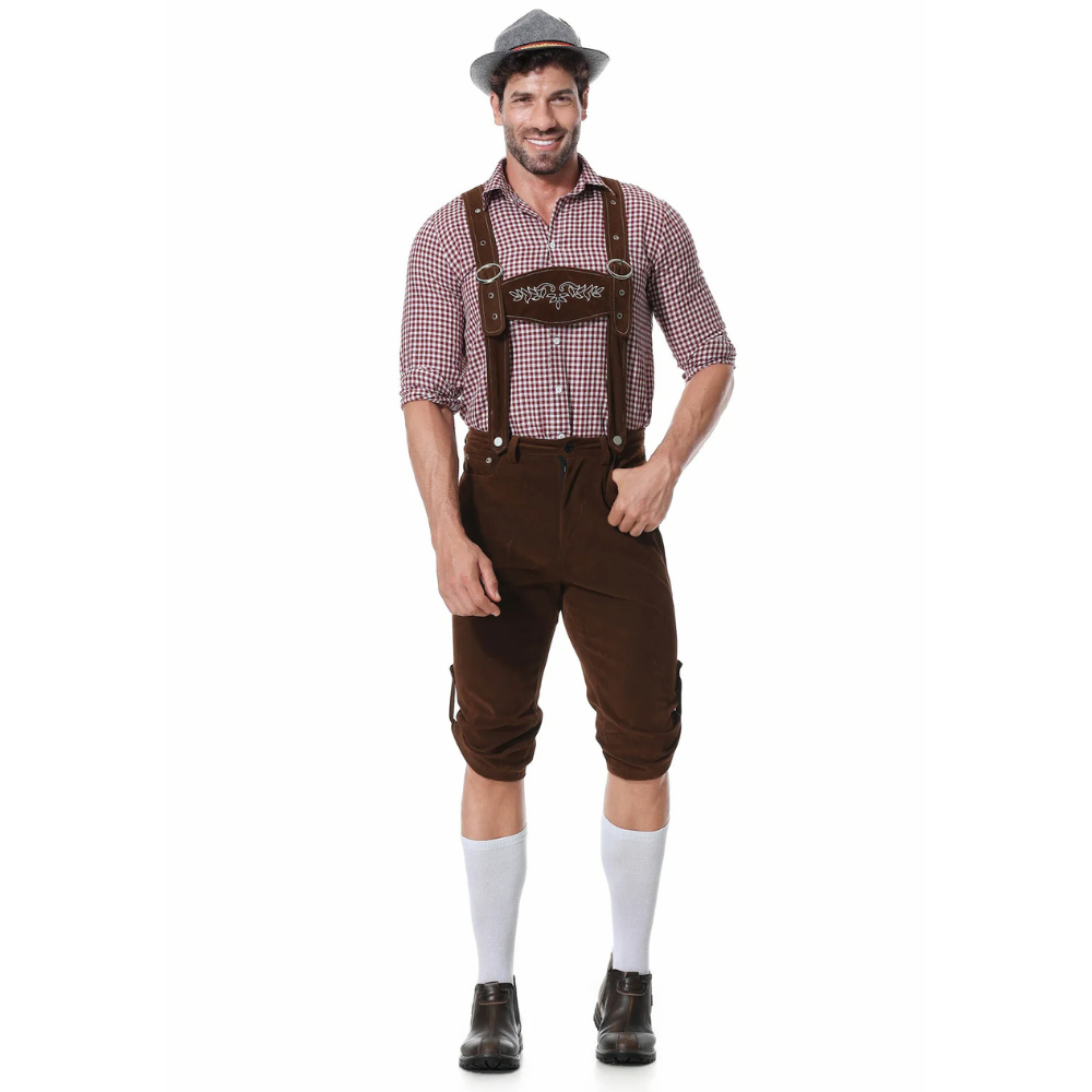 Bolendo Lederhosen Oktoberfest Kostüm für Herren – Dreiteiliges Set