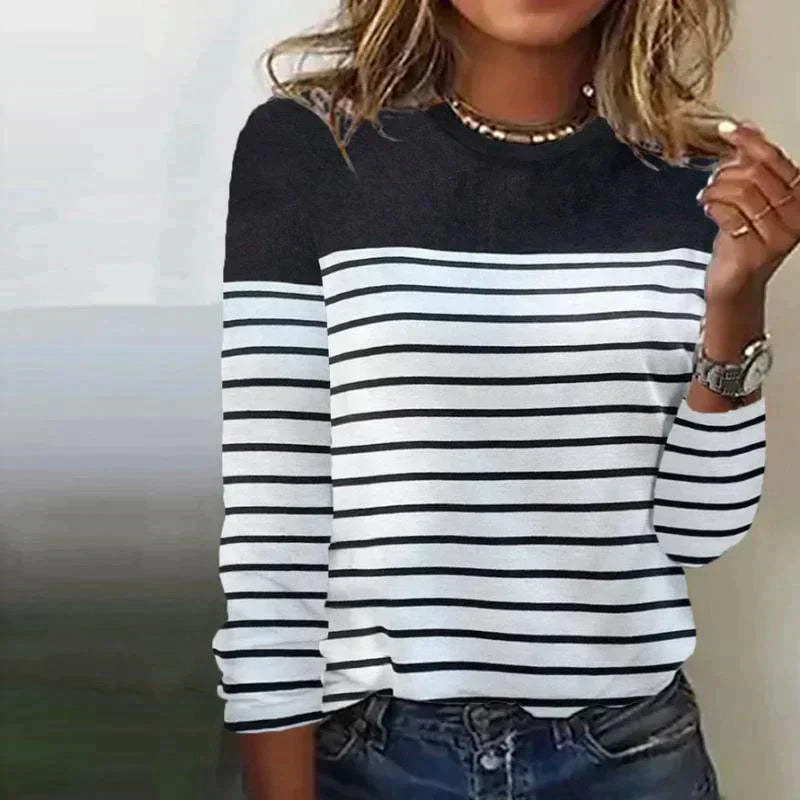 Casual stribet T-shirt til kvinder - Nouvel