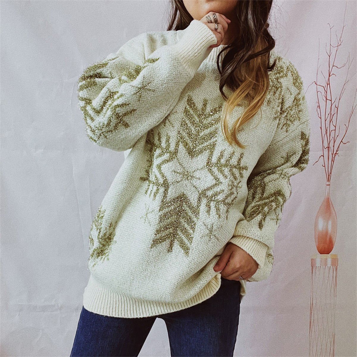 Maglione con fiocchi di neve - Maglione invernale accogliente e festivo