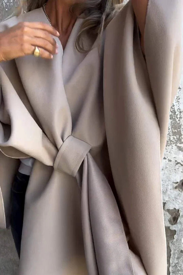 Waike bunda - voľná plášťová bunda s výstrihom do V pre ženy