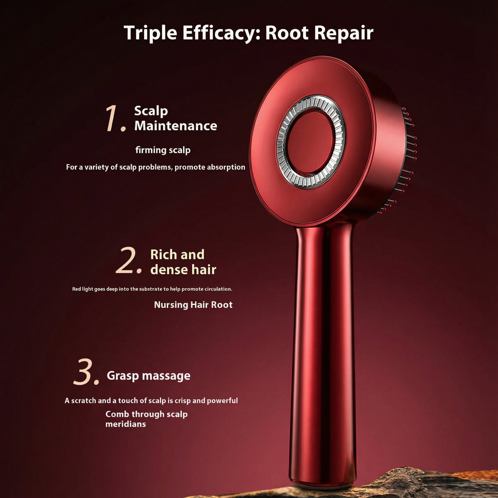 Peigne de massage électrique – Vibration, lumière rouge & design ergonomique