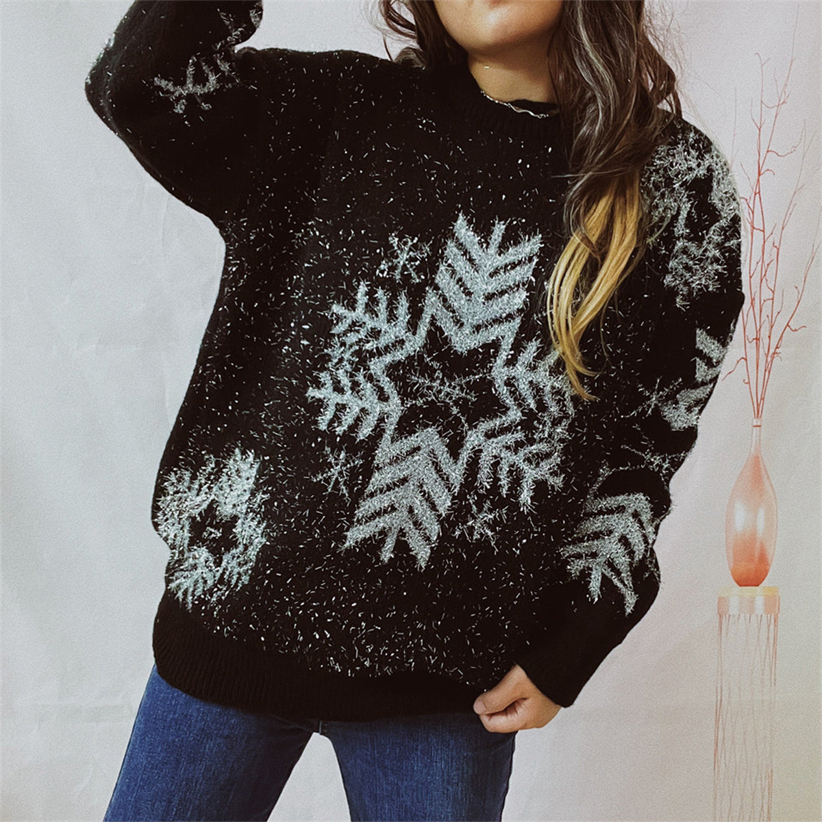 Maglione con fiocchi di neve - Maglione invernale accogliente e festivo