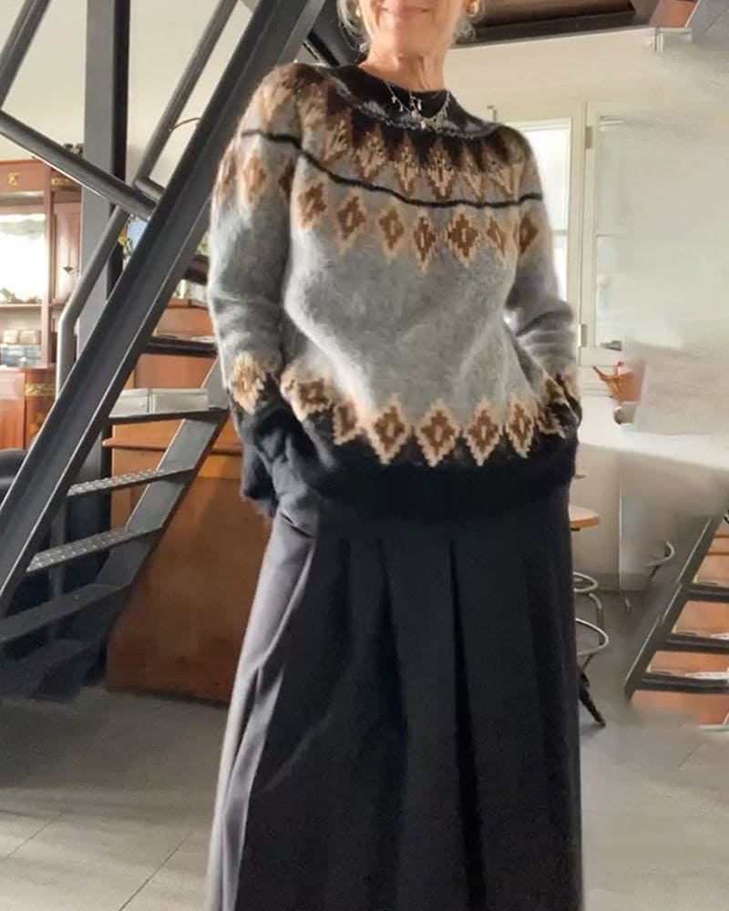 Bolendo Roma - Modischer geometrischer Pullover mit kontrastierenden Details