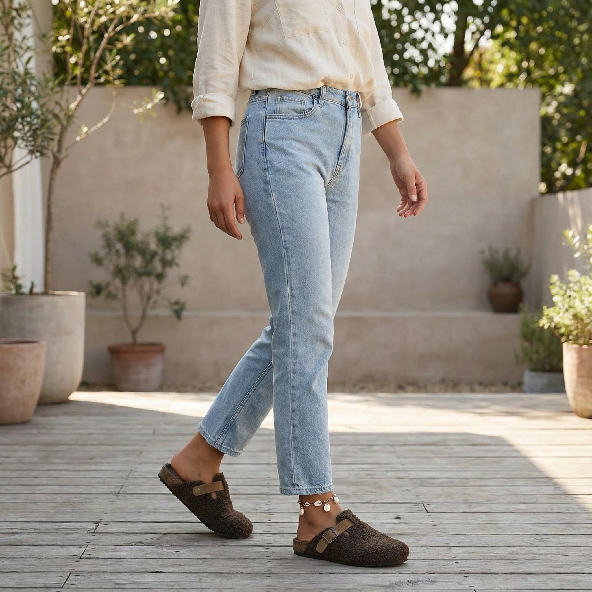 Pantofole da donna – Morbido materiale in lana d'agnello, suola antiscivolo e vestibilità comoda