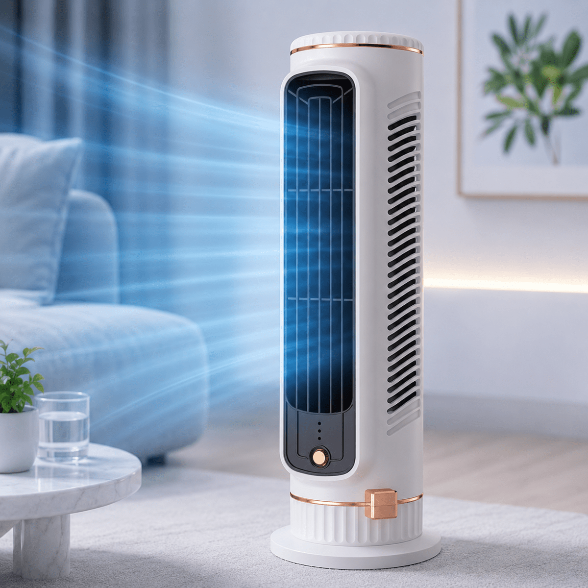 AEROTOWER – Turmventilator ohne Rotorblätter für leise 360°-Raumkühlung 1